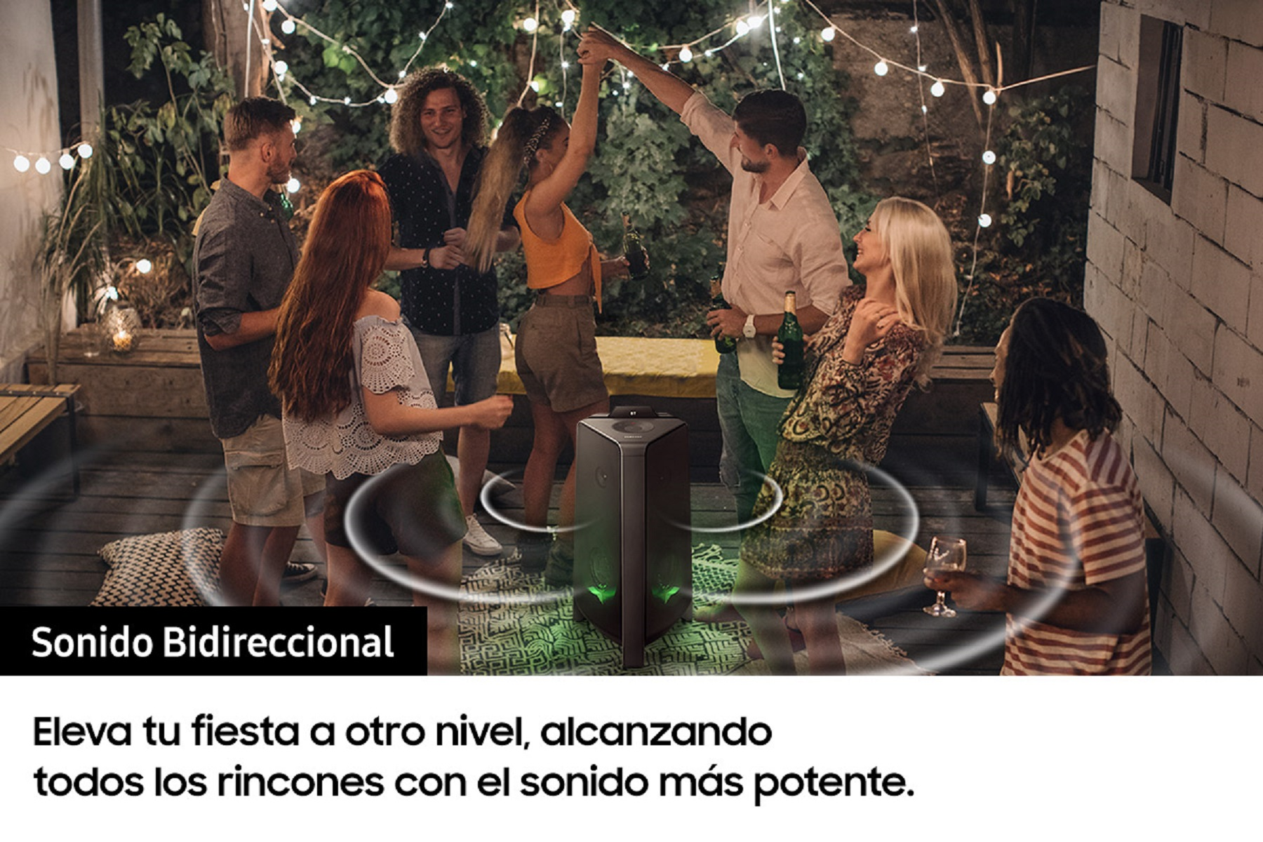 Torre de sonido - Samsung MX-T40, 300 W, Bluetooth, Sonido bidireccional, LED, Resistente al agua, Negro