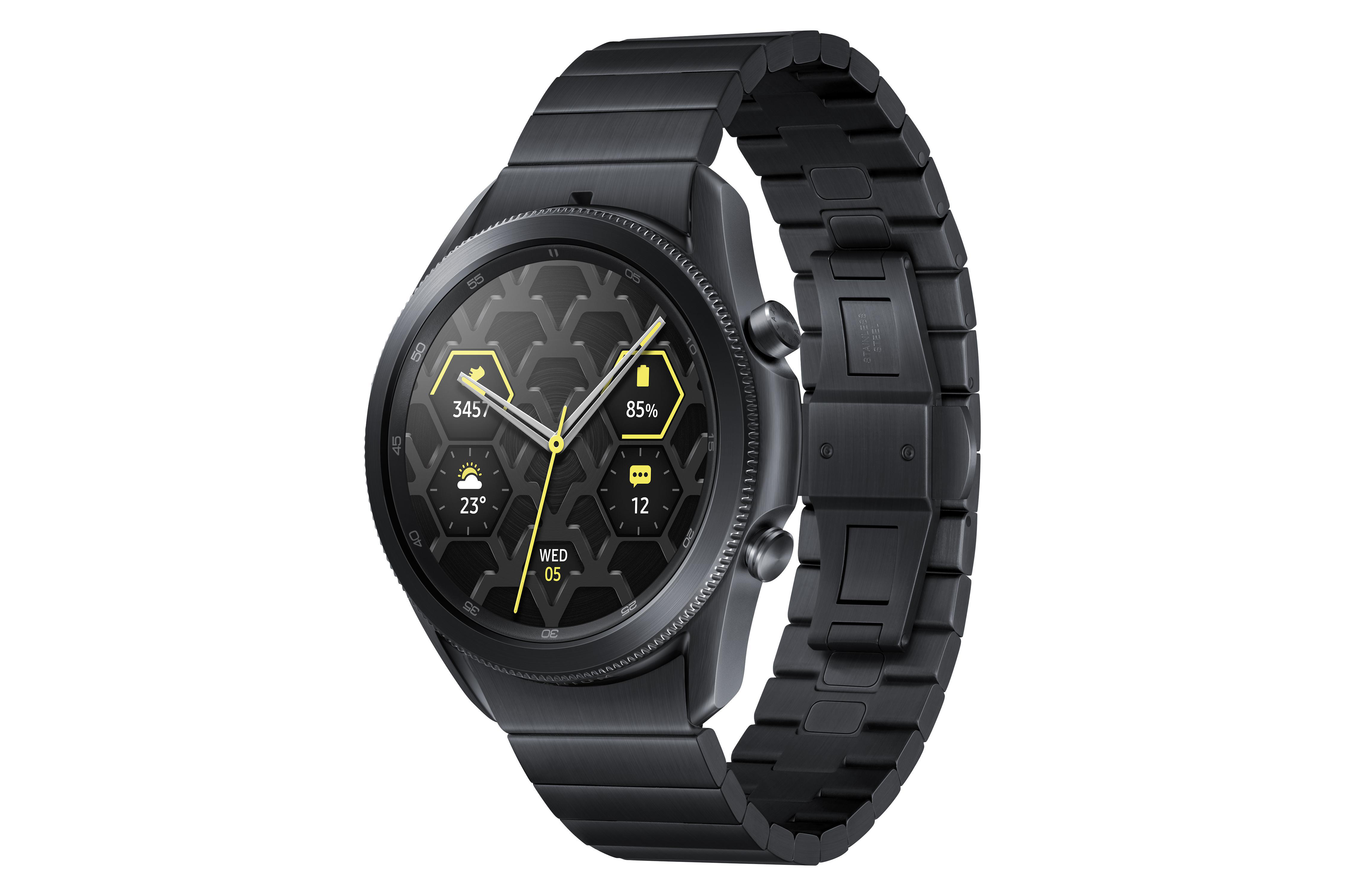 SAMSUNG Galaxy Watch3 Titanium Bluetooth 45 mm Smartwatch Edelstahl Edelstahl, uni, Titan/Black