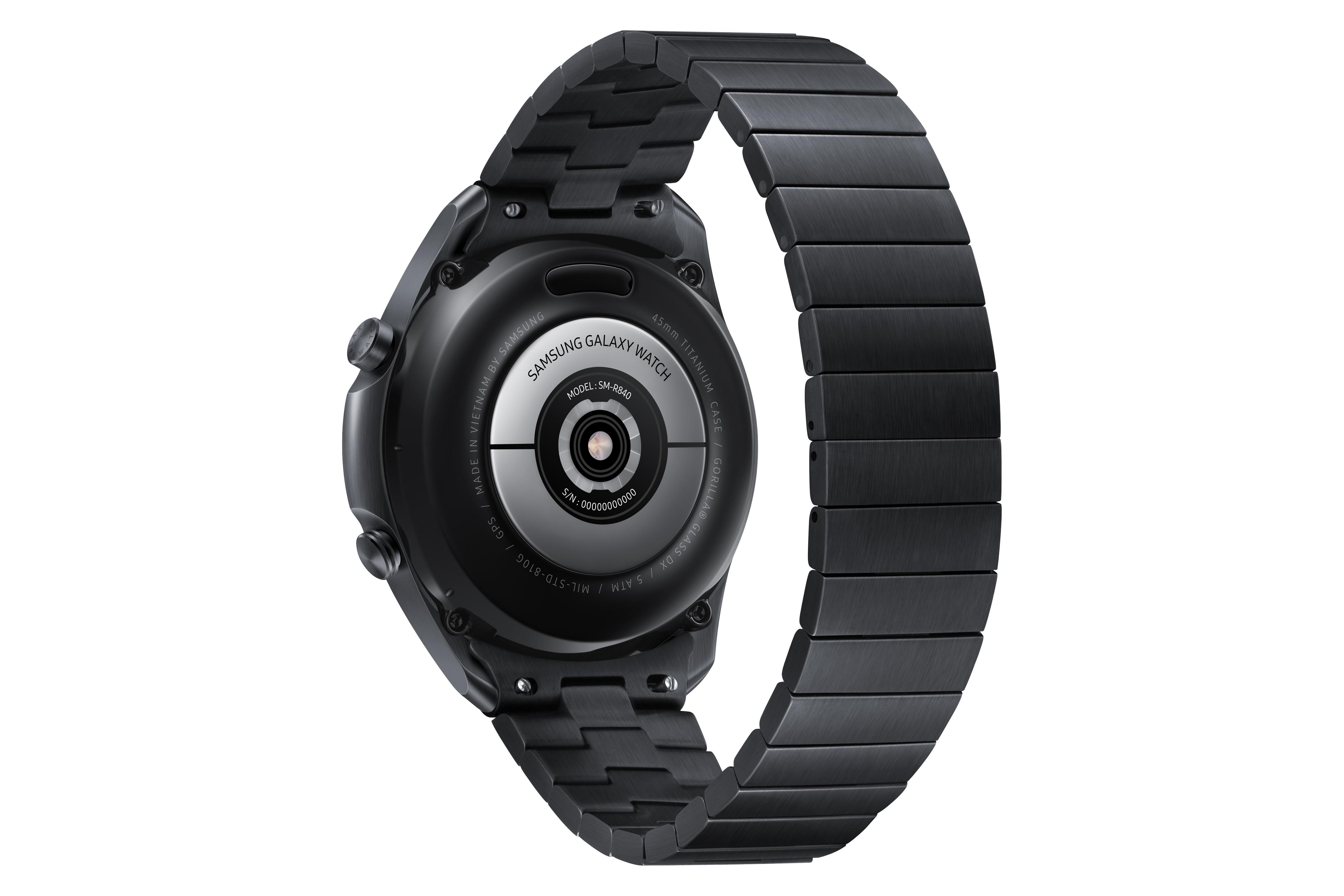 SAMSUNG Galaxy Watch3 Titanium Bluetooth 45 mm Smartwatch Edelstahl Edelstahl, uni, Titan/Black
