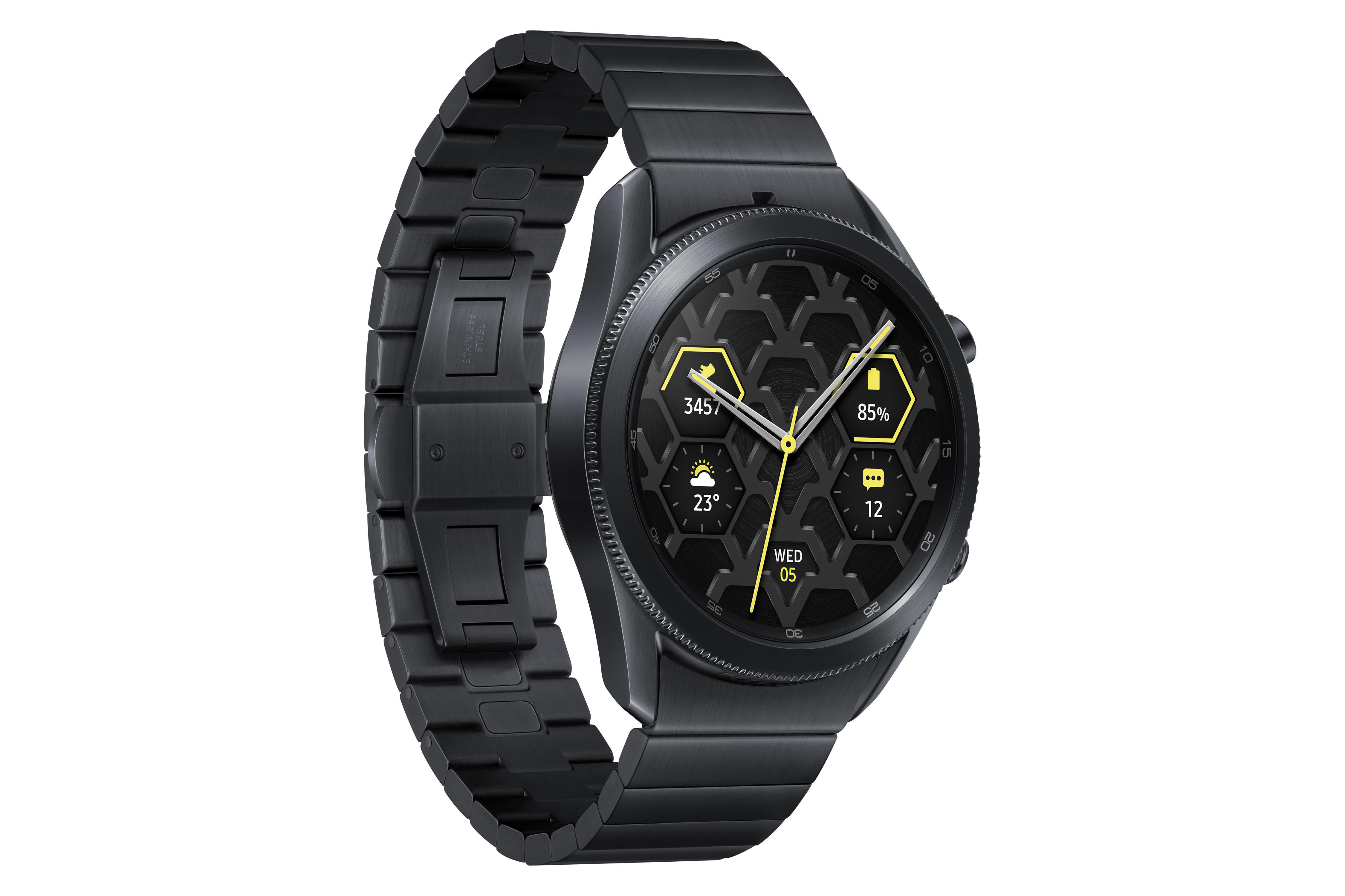 SAMSUNG Galaxy Watch3 Titanium Bluetooth 45 mm Smartwatch Edelstahl Edelstahl, uni, Titan/Black