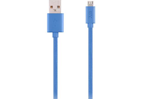 Cable USB - ISY IFC-1800-BL-M, 1.8 m, De USB a Micro-USB, Trenzado, Universal, Azul