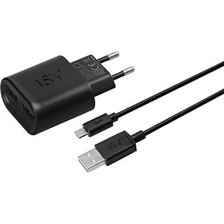 Cargador - ISY IWC-5200-1, Con Cable Micro-USB, Universal, Negro