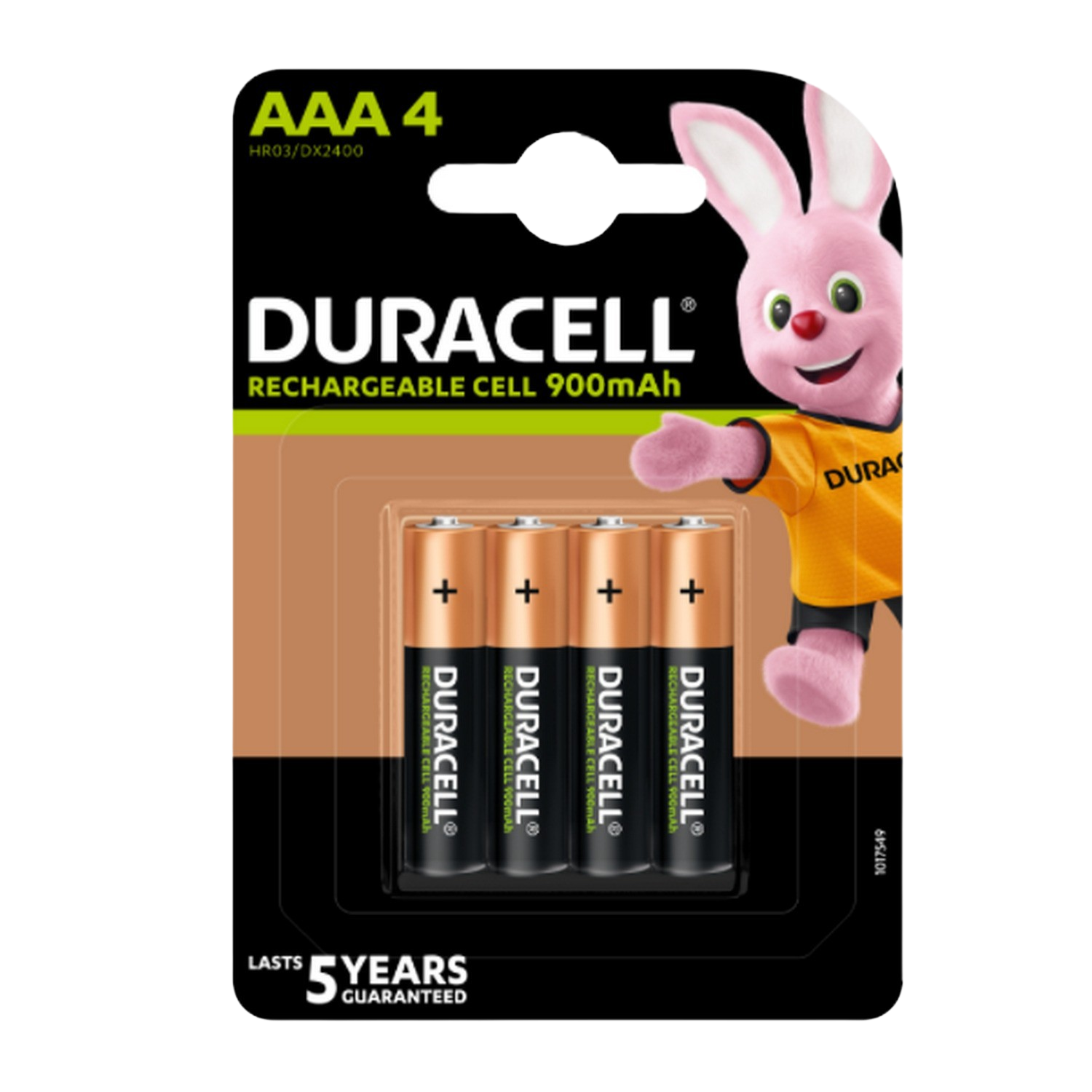 Pilas AAA recargables - Duracell AAA LR03 / LR3, 850mAh, Paquete de 4, Negro