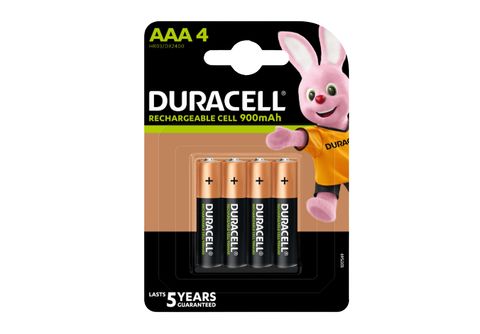 Pilas AAA recargables  Duracell AAA LR03 / LR3, 850mAh, Paquete de 4, Negro