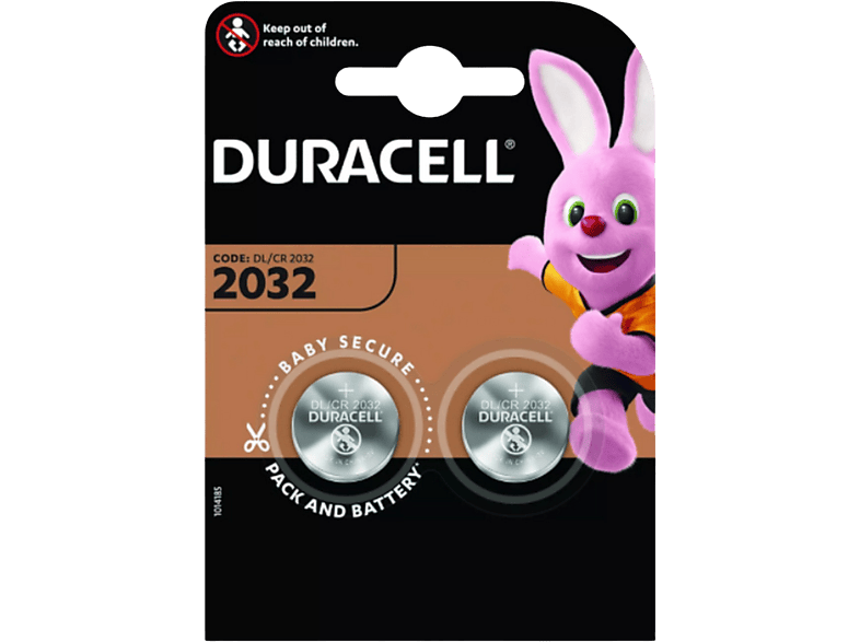 Pilas 2032  Duracell 2032, Pilas botón, Paquete 2 unidades, 3V, DL2032,  CR2032, Plata
