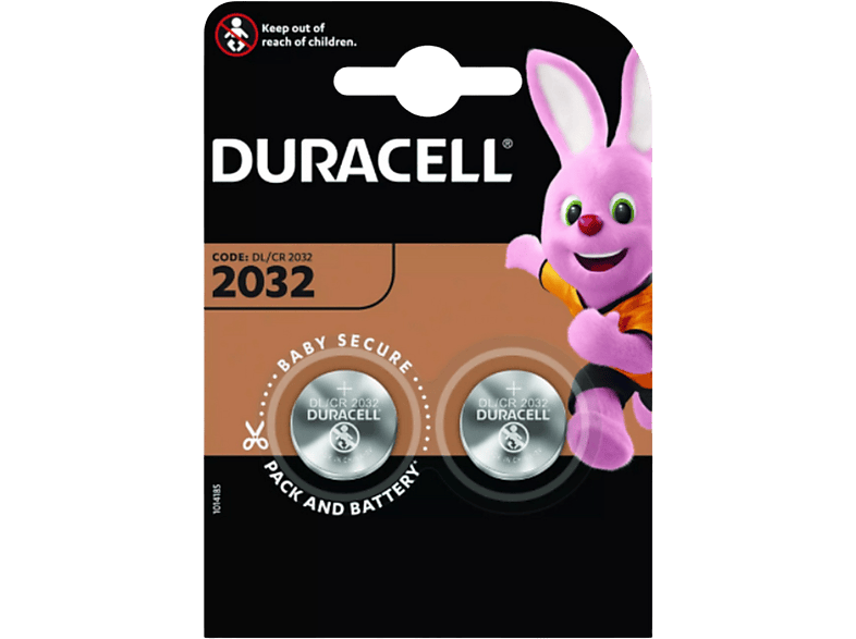 Pila botón – Duracell 2032, Paquete 2 unidades, 3V, DL2032, CR2032, Plata