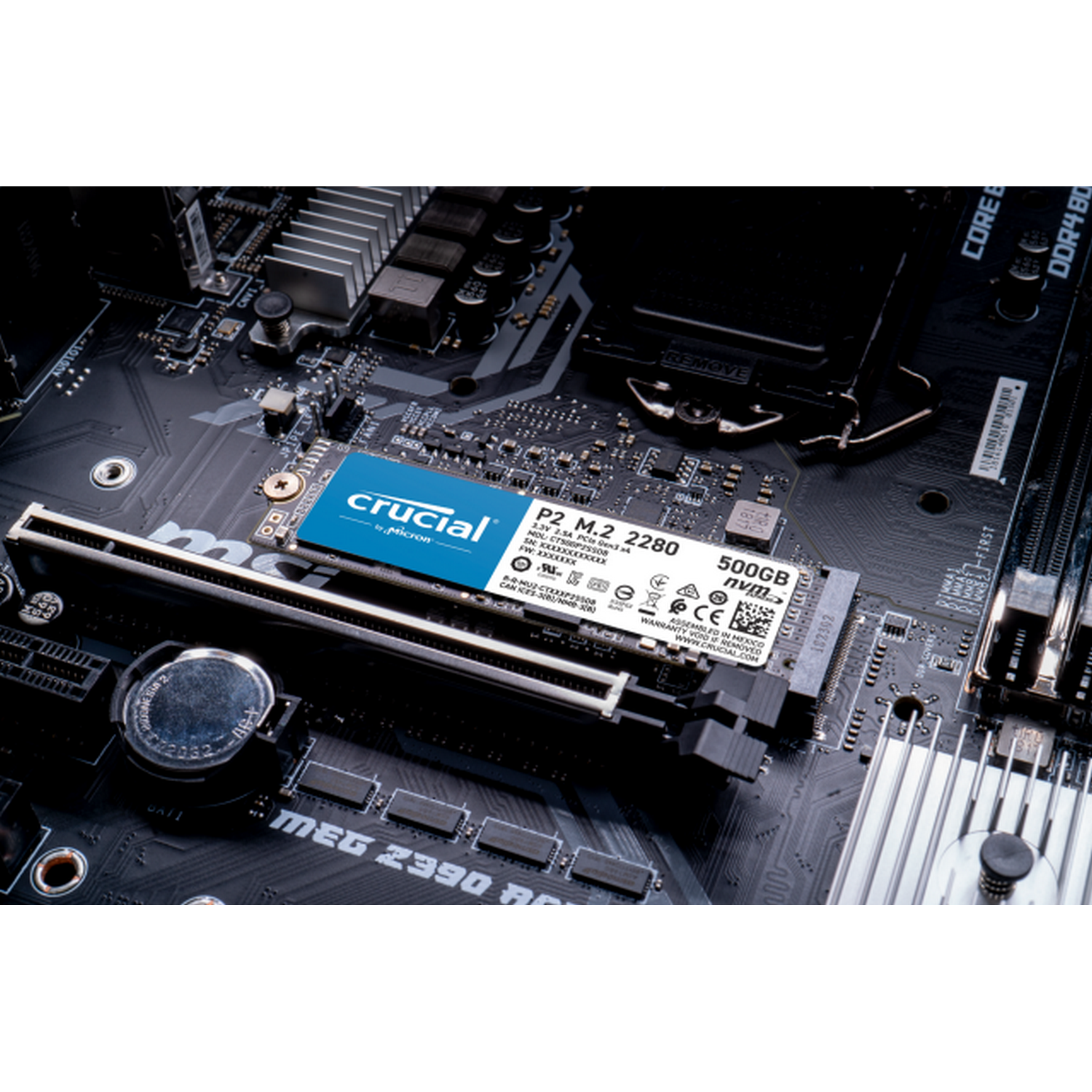 Disco duro SSD 2 TB - Crucial CT2000P2SSD8, PCIe NVMe Gen 3, 2400 MB/s lectura, 1900 MB/s escritura, Negro