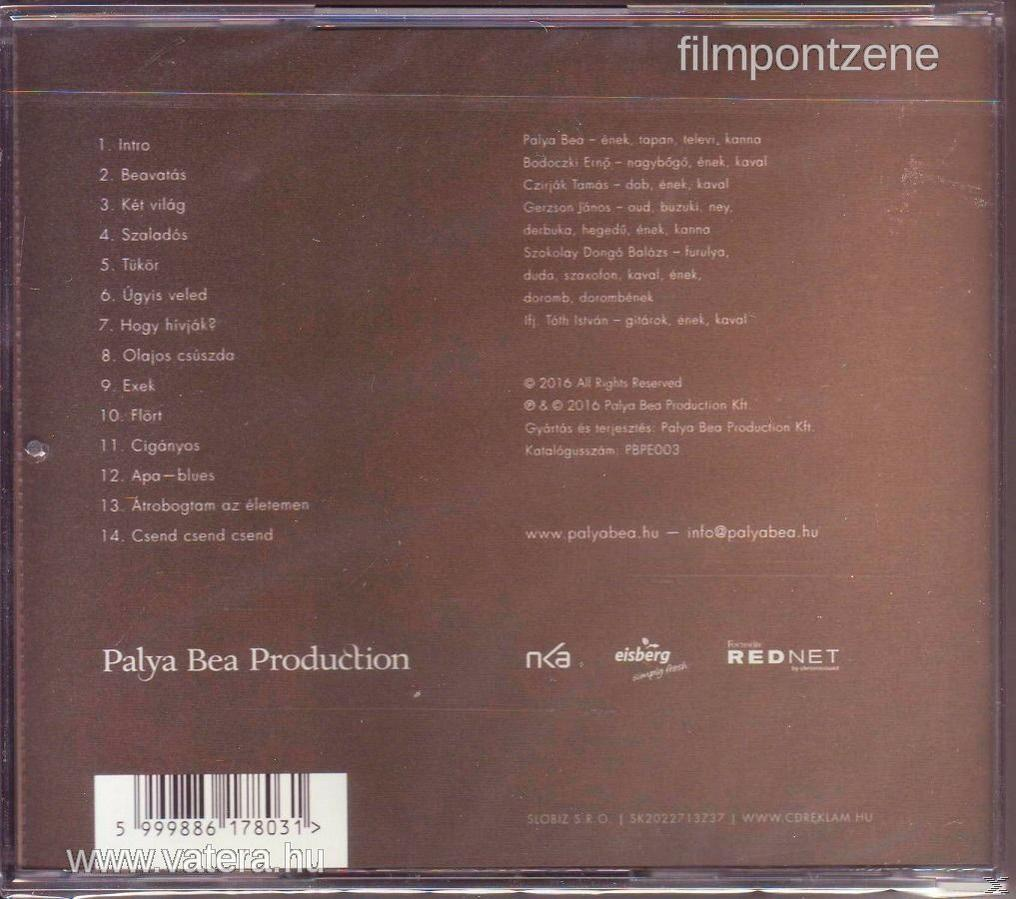 CD borító szöveggel és dallasztával. Piros és fehér szöveg világos háttéren.