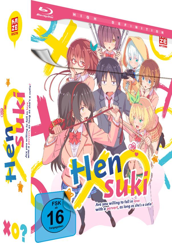Anime Blu-ray Disc, Hen suki, mit bunten Charakteren und Text. Ein Mädchen hält eine Peitsche.