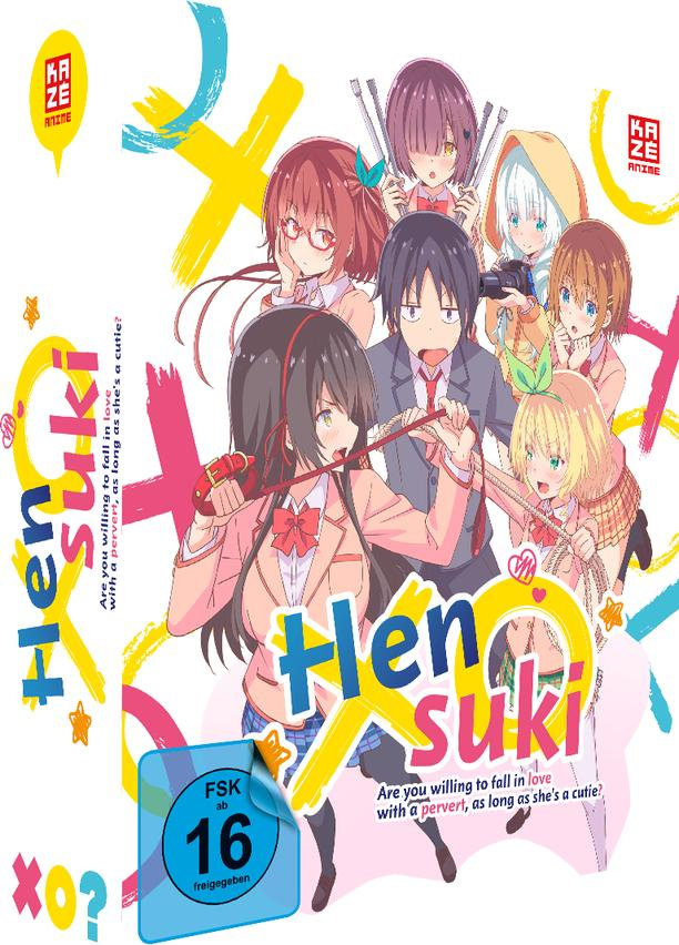 Anime-Box-Art. Mehrere Anime-Charaktere mit dem Titel „Hen suki“.