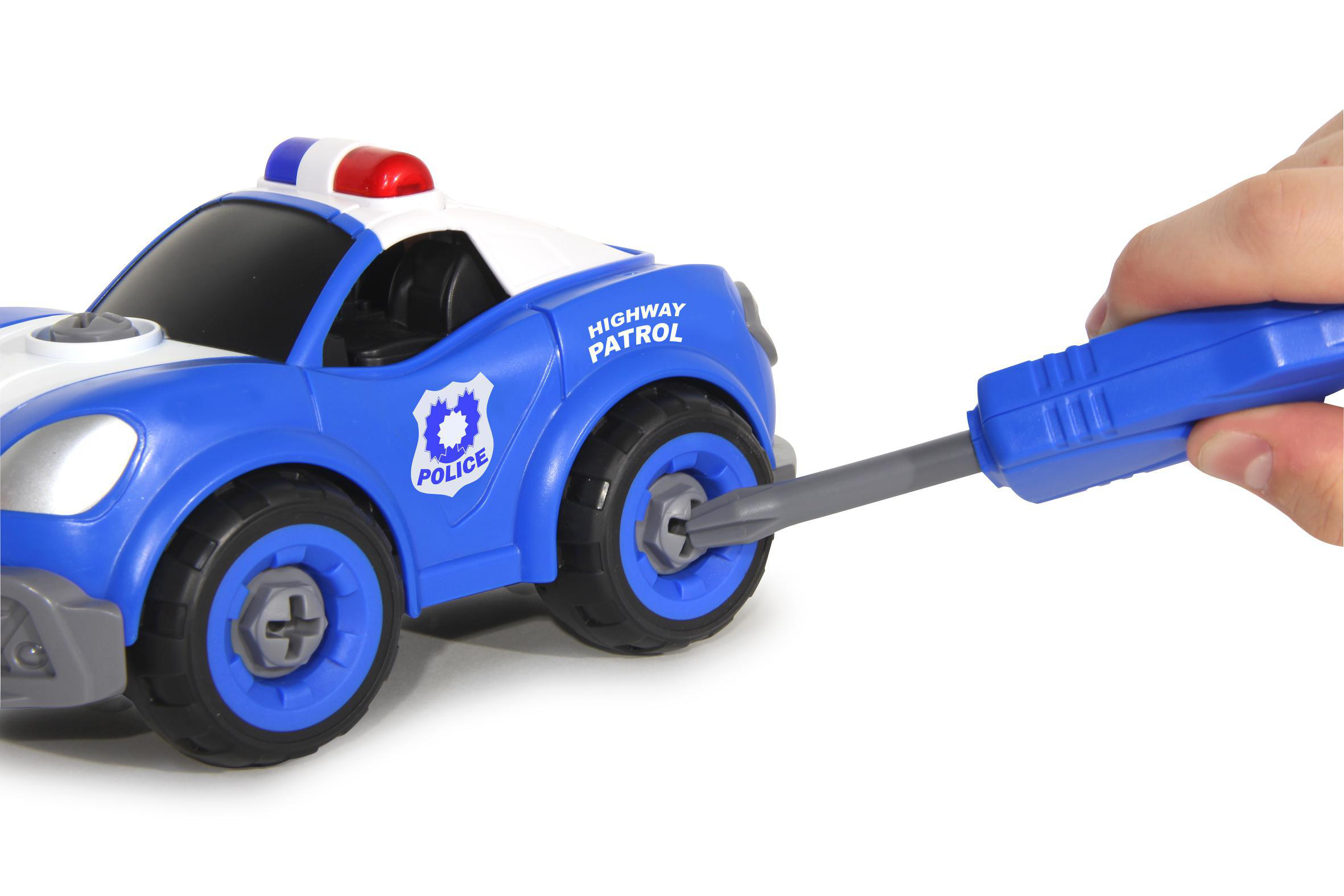 Polizeiauto First Kit Blau Spieleinsatzfahrzeuge, Akkuschrauber mit RC 22teilig JAMARA