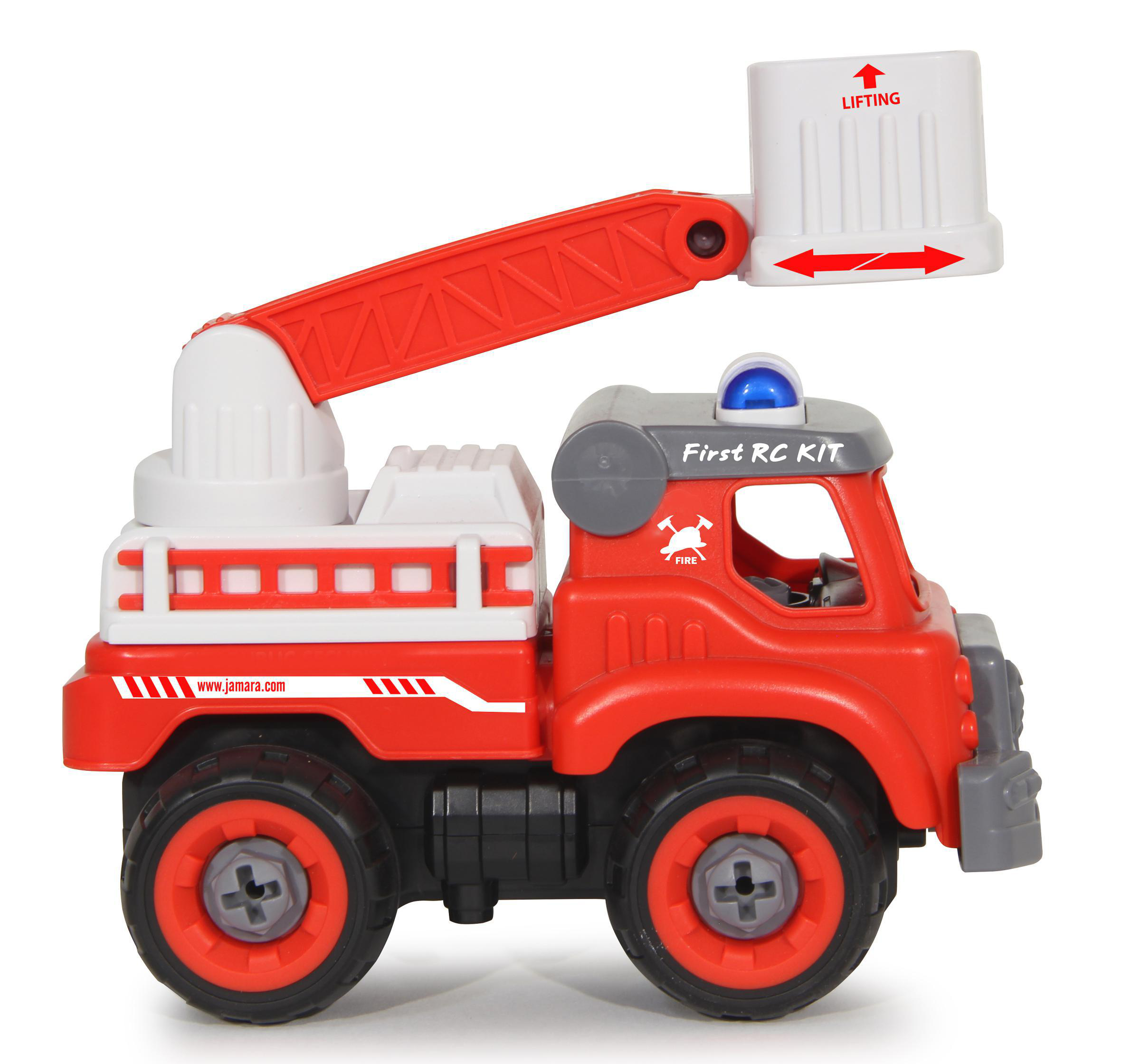 JAMARA Feuerwehrauto First RC 33teilig Rot Spieleinsatzfahrzeuge, Akkuschrauber Kit mit