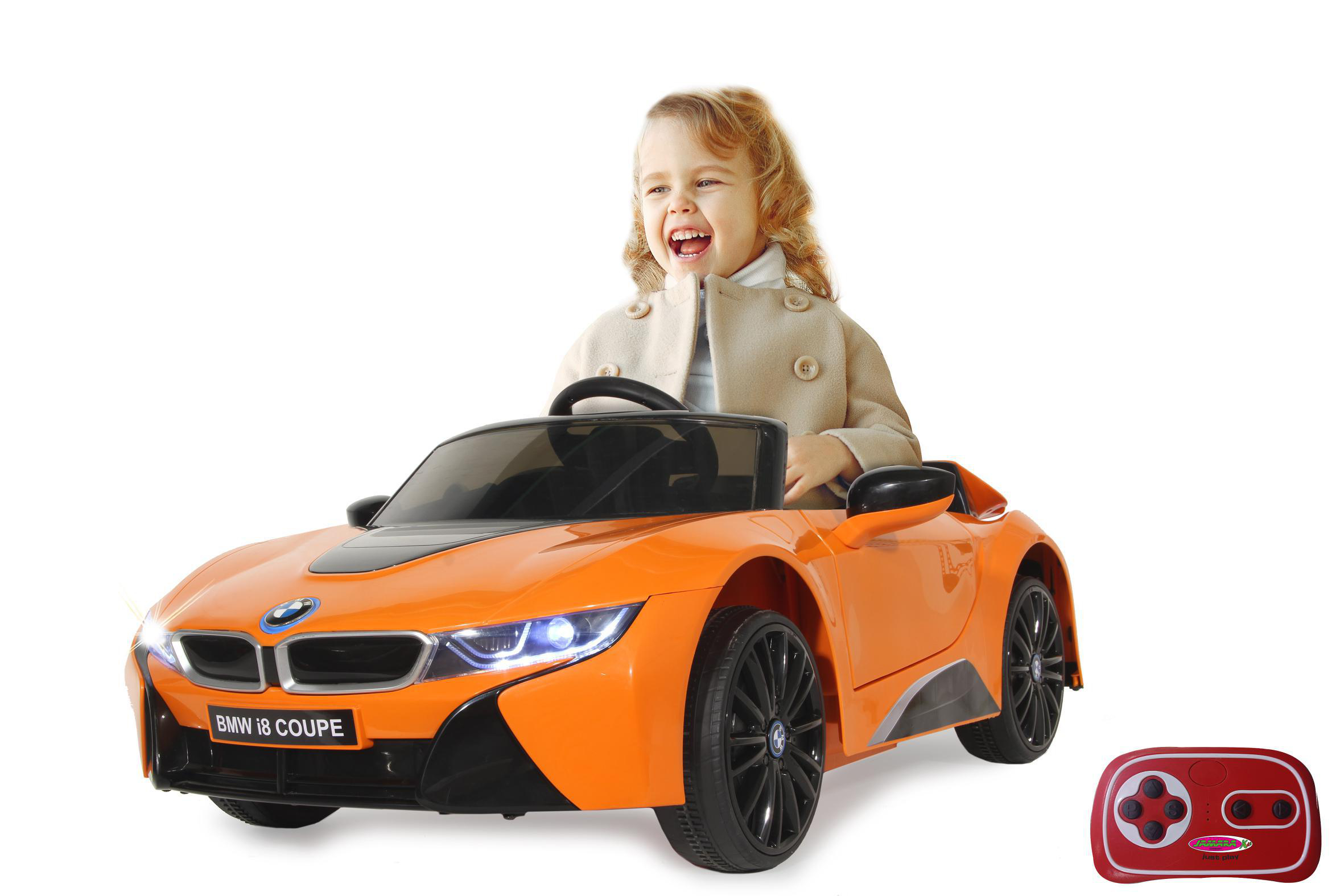 JAMARA Ride-on BMW I8 Coupe orange 12V 2,4GHz Ride-On Kinderfahrzeug, Orange