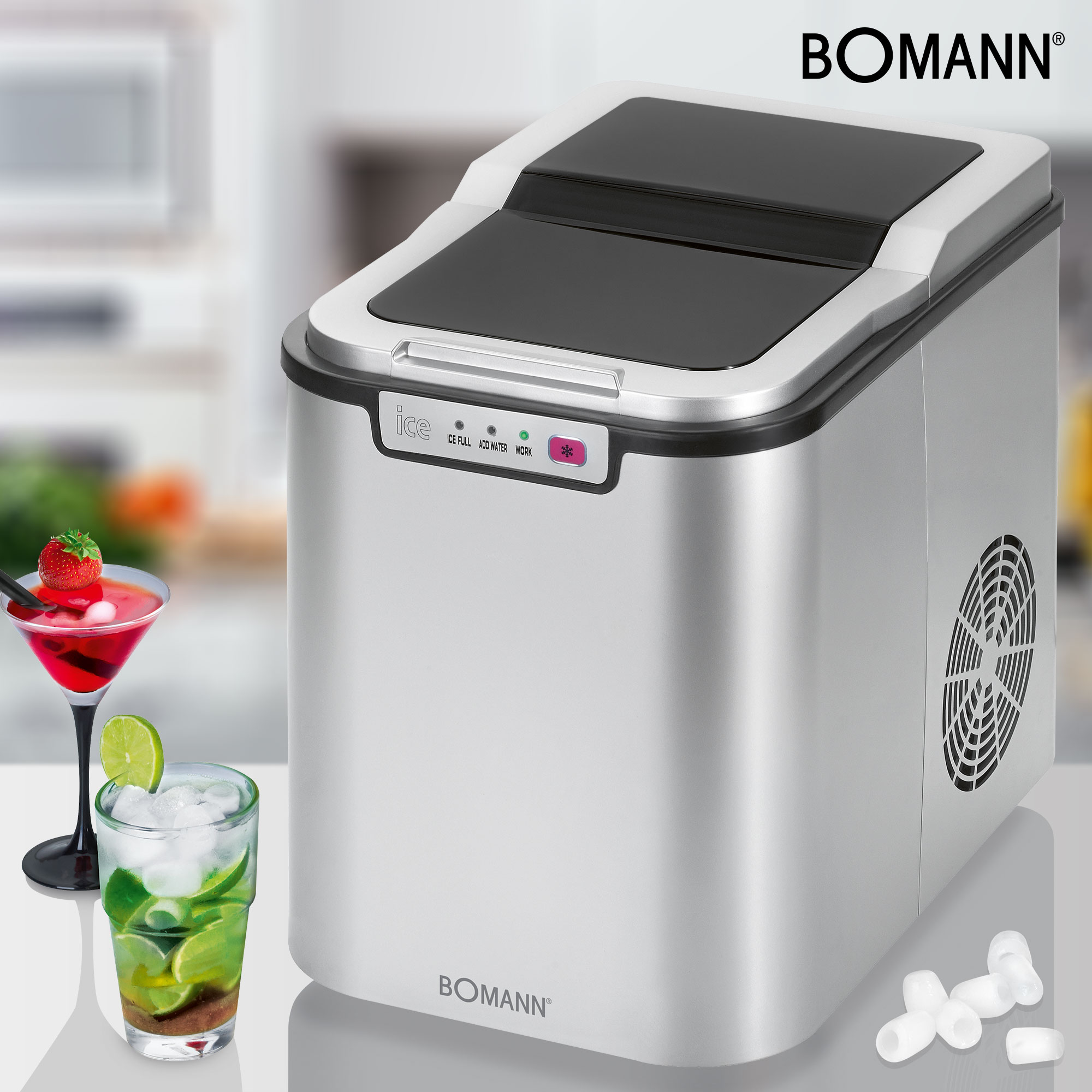 BOMANN EWB 1027 CB  Eiswürfelmaschine (150 Watt,  2,2 l, Silber)
