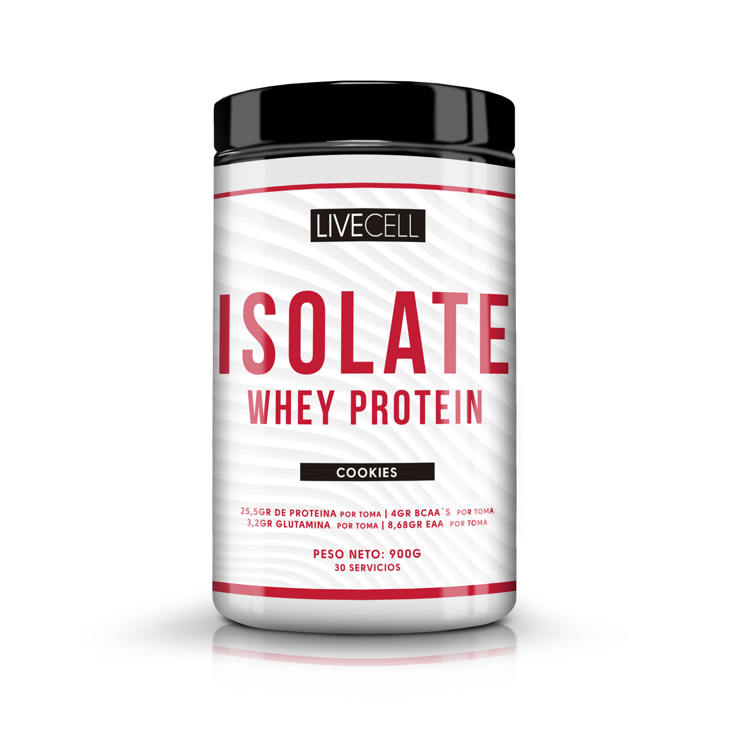 Suplemento de proteínas - Livecell Isolate Whey Protein, Cookies, 900g, 30 servicios