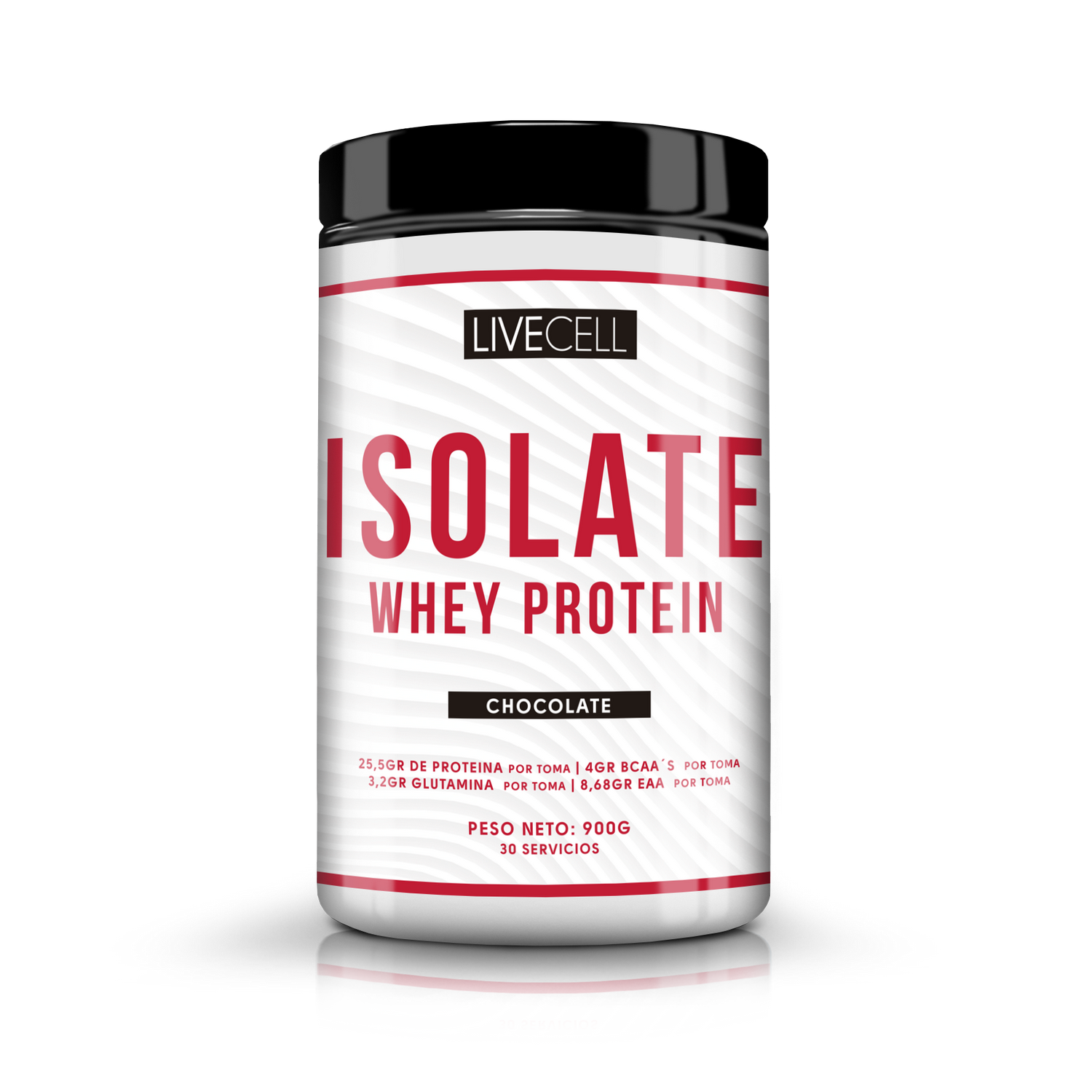 Suplemento de proteínas - Livecell Isolate Whey Protein, Chocolate, 900g, 30 servicios