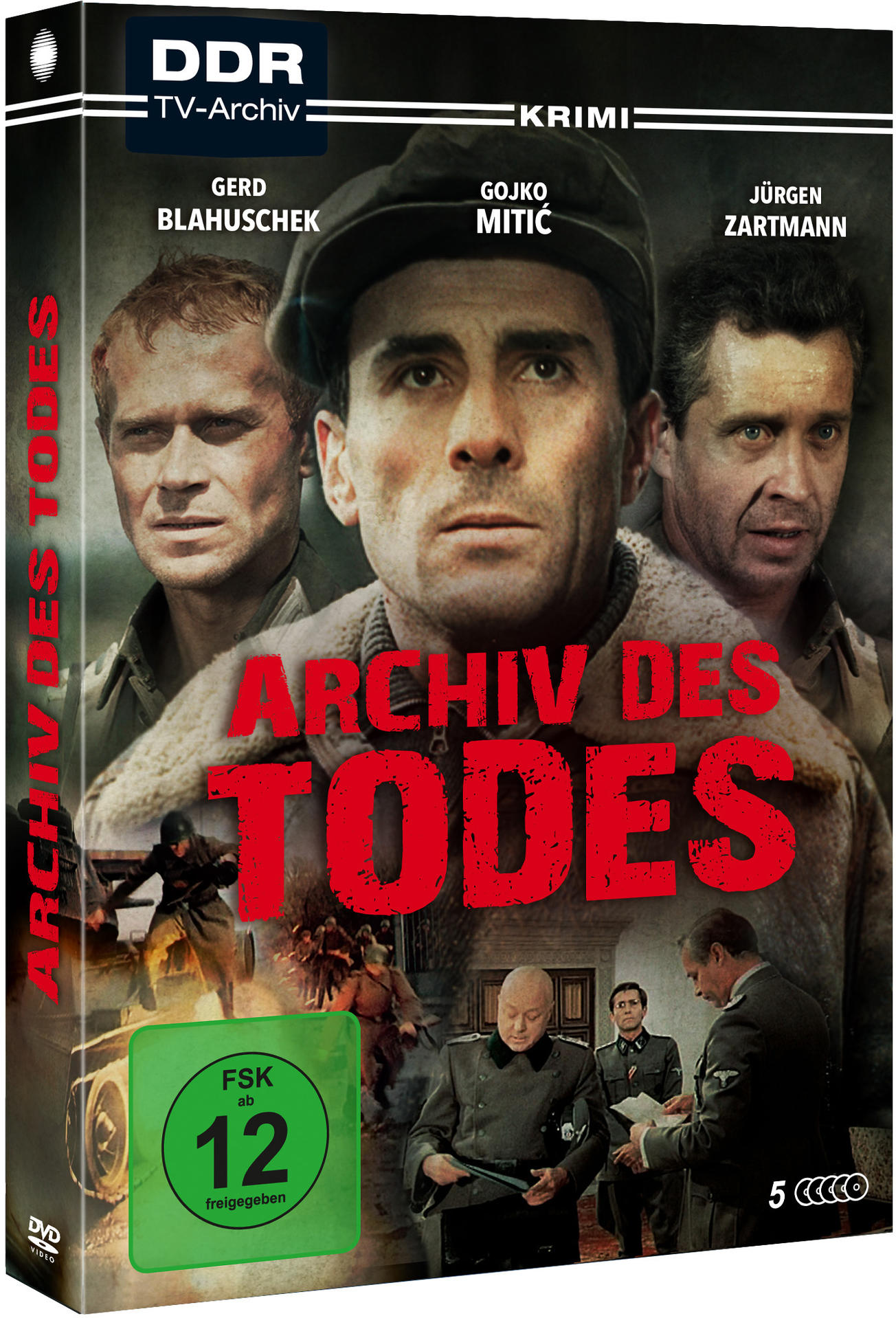 DVD-Cover mit drei Männergesichtern und dem Titel in Rot. Das Cover hat einen dunklen Hintergrund.