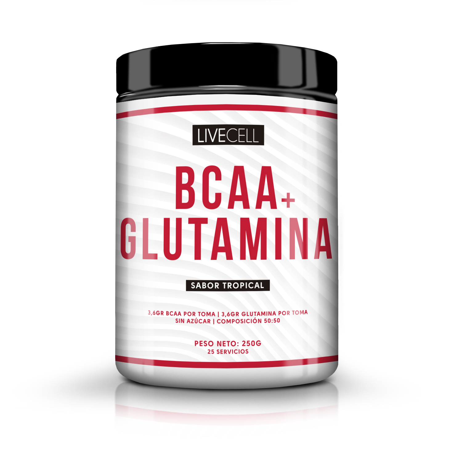 Suplemento Alimenticio Livecell bcaas+glutamina sabor tropical 250 25