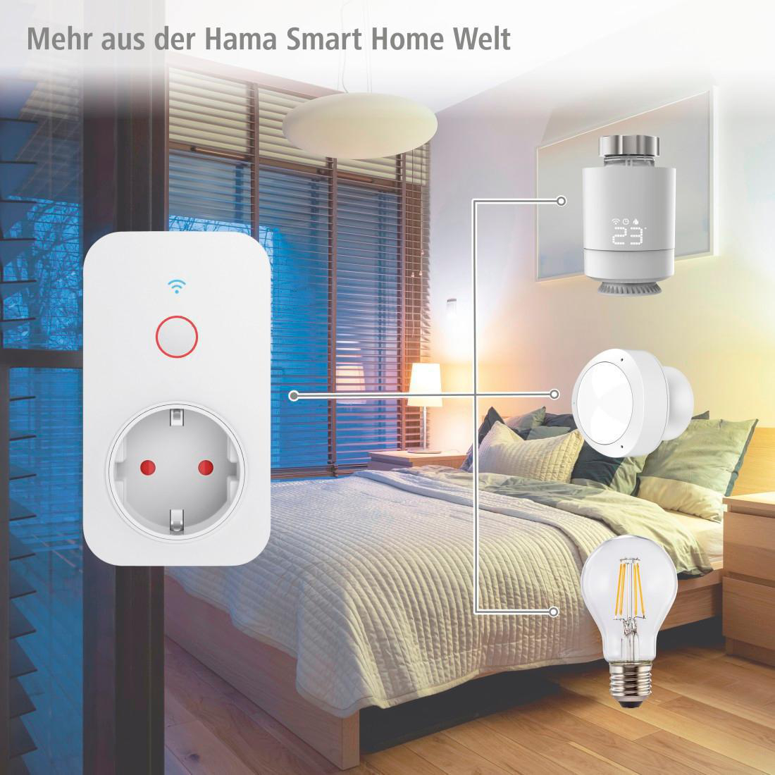 HAMA WLAN-Steckdose, für Sprach- und App-Steuerung, zum Nachrüsten, 3.680W, 16A