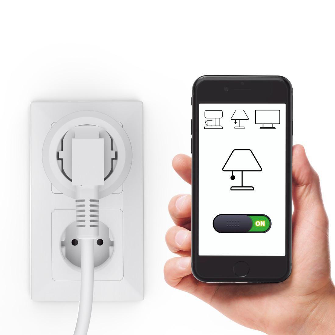 HAMA WLAN-Steckdose "Basic", ohne Hub, für Sprach- u. App-Steuerung, 2.300W, 10A