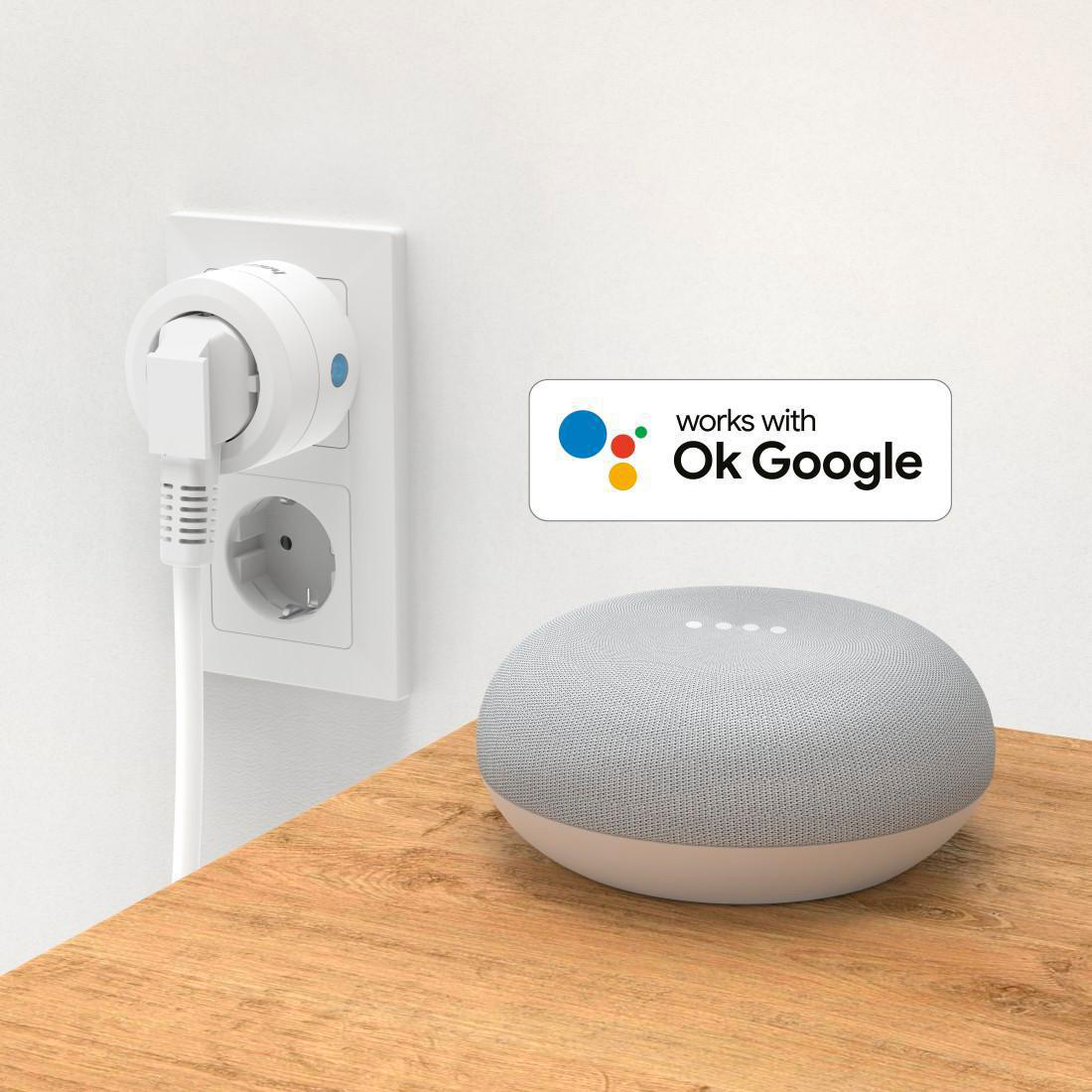 HAMA WLAN-Steckdose "Basic", ohne Hub, für Sprach- u. App-Steuerung, 2.300W, 10A