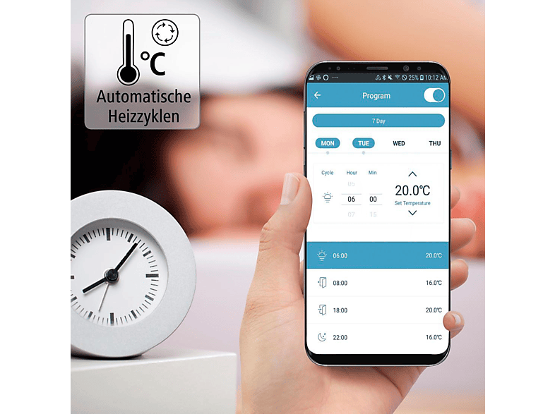 Thumbnail - HAMA Smartes Heizkörperthermostat, App oder Sprachsteuerung, Weiß