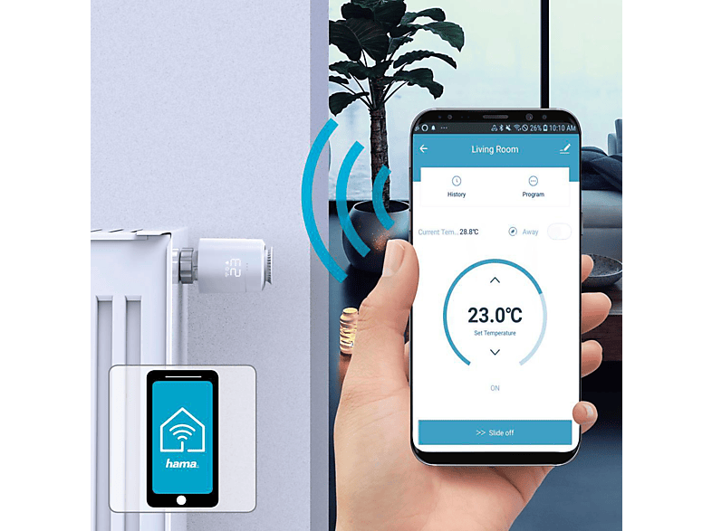Thumbnail - HAMA Smartes Heizkörperthermostat, App oder Sprachsteuerung, Weiß