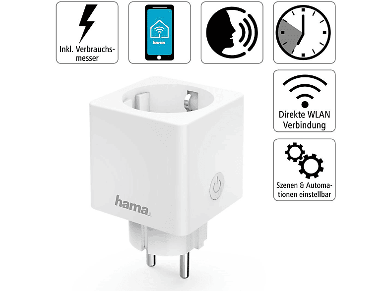 HAMA Mini WLAN-Steckdose mit Verbrauchsmessung und App oder Sprachsteuerung
