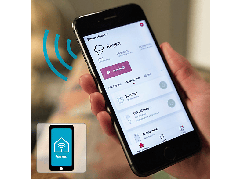 Thumbnail - HAMA Mini WLAN-Steckdose mit Verbrauchsmessung und App oder Sprachsteuerung