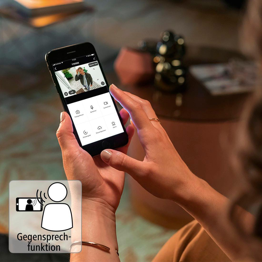 Hama WLAN Outdoor Kamera mit App oder Sprachsteuerung, Nachtsicht, Aufzeichnung, 1080p, Weiß