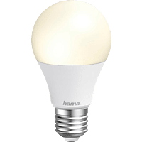HAMA 176584 WLAN-LED-Lampe, E27, 10W, dimmbar, Birne, für Sprach-/App-Steuerung, Weiß