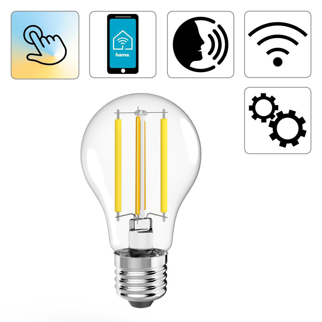 HAMA Wifi-LED-Filament, 7 W, E27, App oder Sprachsteuerung