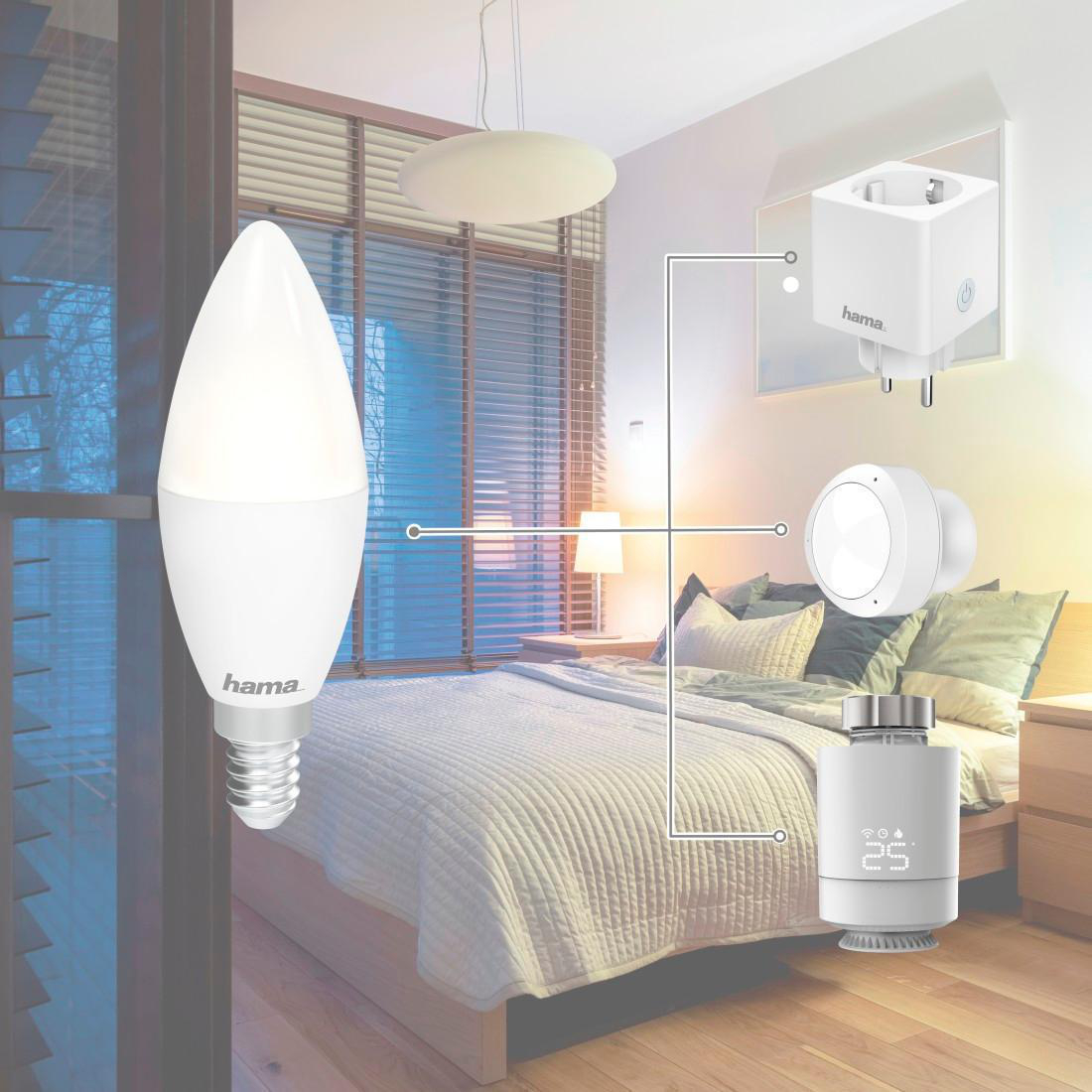 WLAN-LED Warmweiß HAMA Pack, 5.5 E14, bis Tageslicht W, 4er Lampe