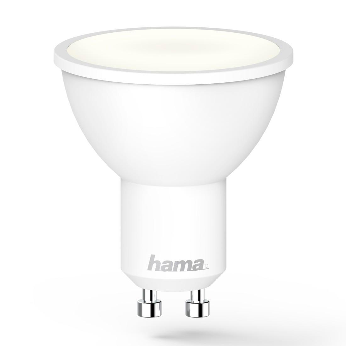 Weiße Hama LED-Lampe mit weißem Oberteil und zwei Stiften.