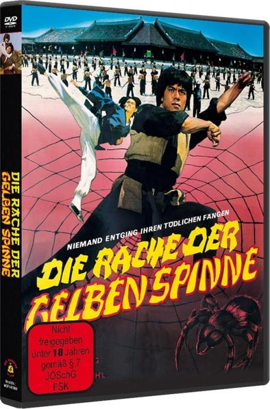 DVD-Cover eines Filmplakats mit Kampfsport-Action und einer großen Spinne.