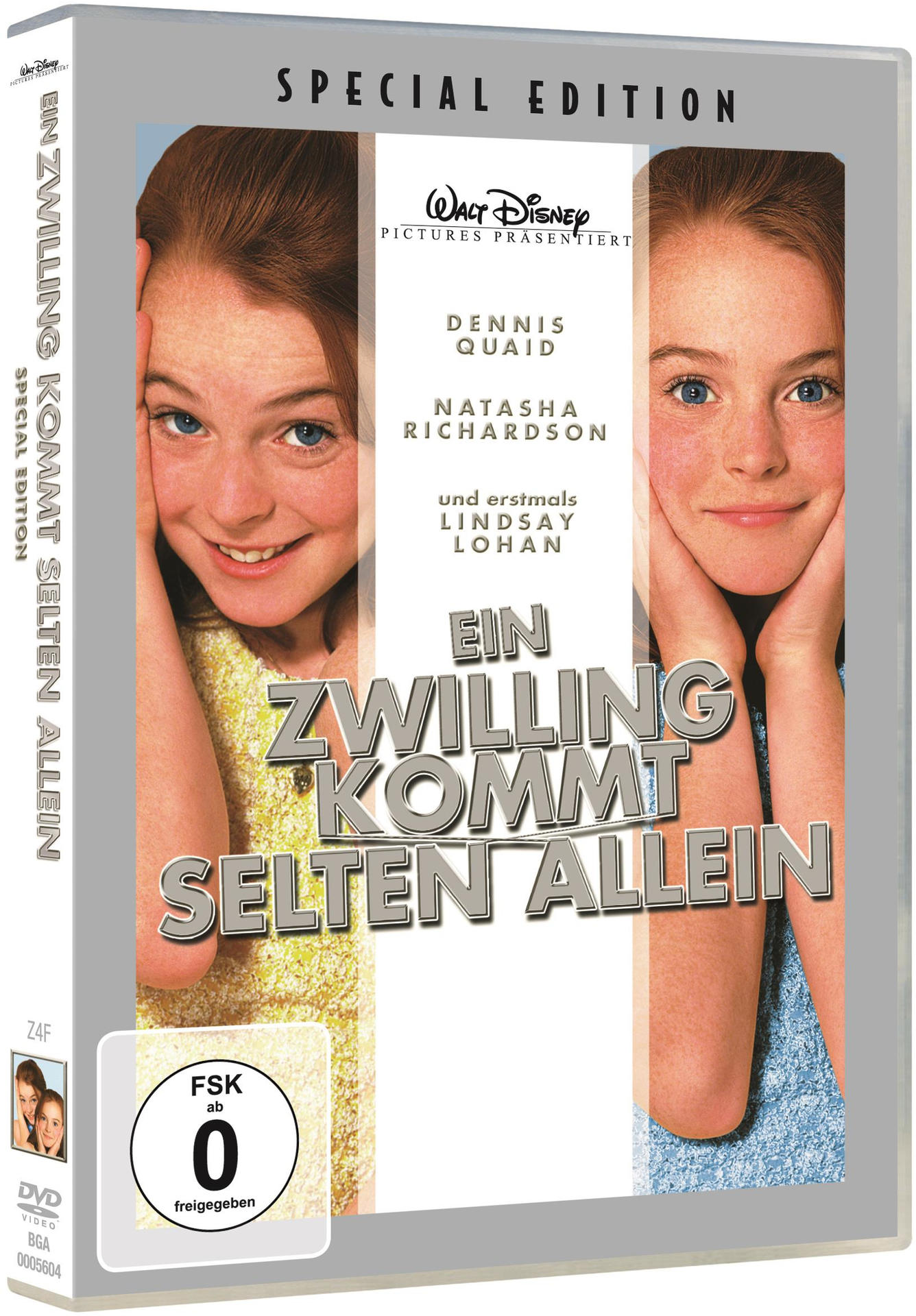 DVD-Cover: 'Ein Zwilling kommt selten allein' mit zwei Mädchen und dem Disney-Logo.
