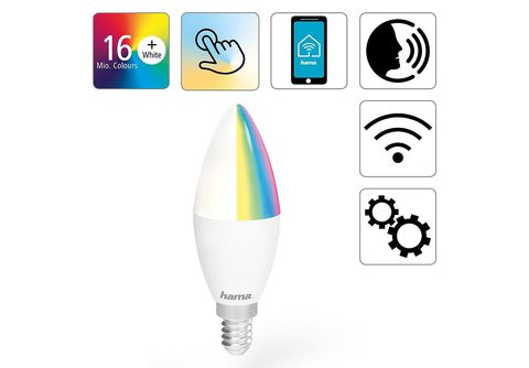 Sprach-/App-Steuerung online 176583 dimmbar, E14, WLAN-LED-Lampe, RGBW, Kerze, HAMA | MediaMarkt kaufen für 5,5W,