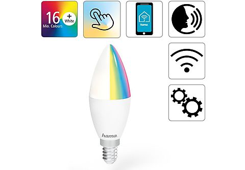 HAMA 176583 WLAN-LED-Lampe, E14, 5,5W, RGBW, dimmbar, Kerze, für  Sprach-/App-Steuerung online kaufen | MediaMarkt