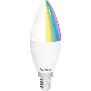 HAMA 176583 WLAN-LED-Lampe, E14, 5,5W, RGBW, dimmbar, Kerze, für Sprach-/App-Steuerung