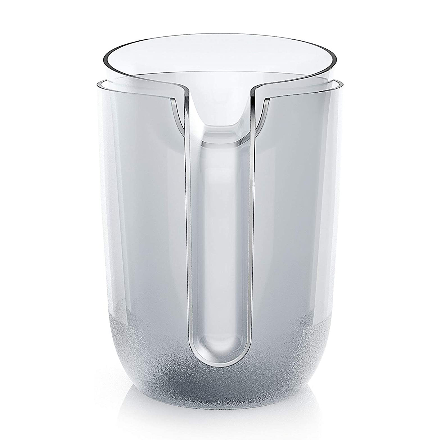 Vaso trasparente con design moderno e base smerigliata.