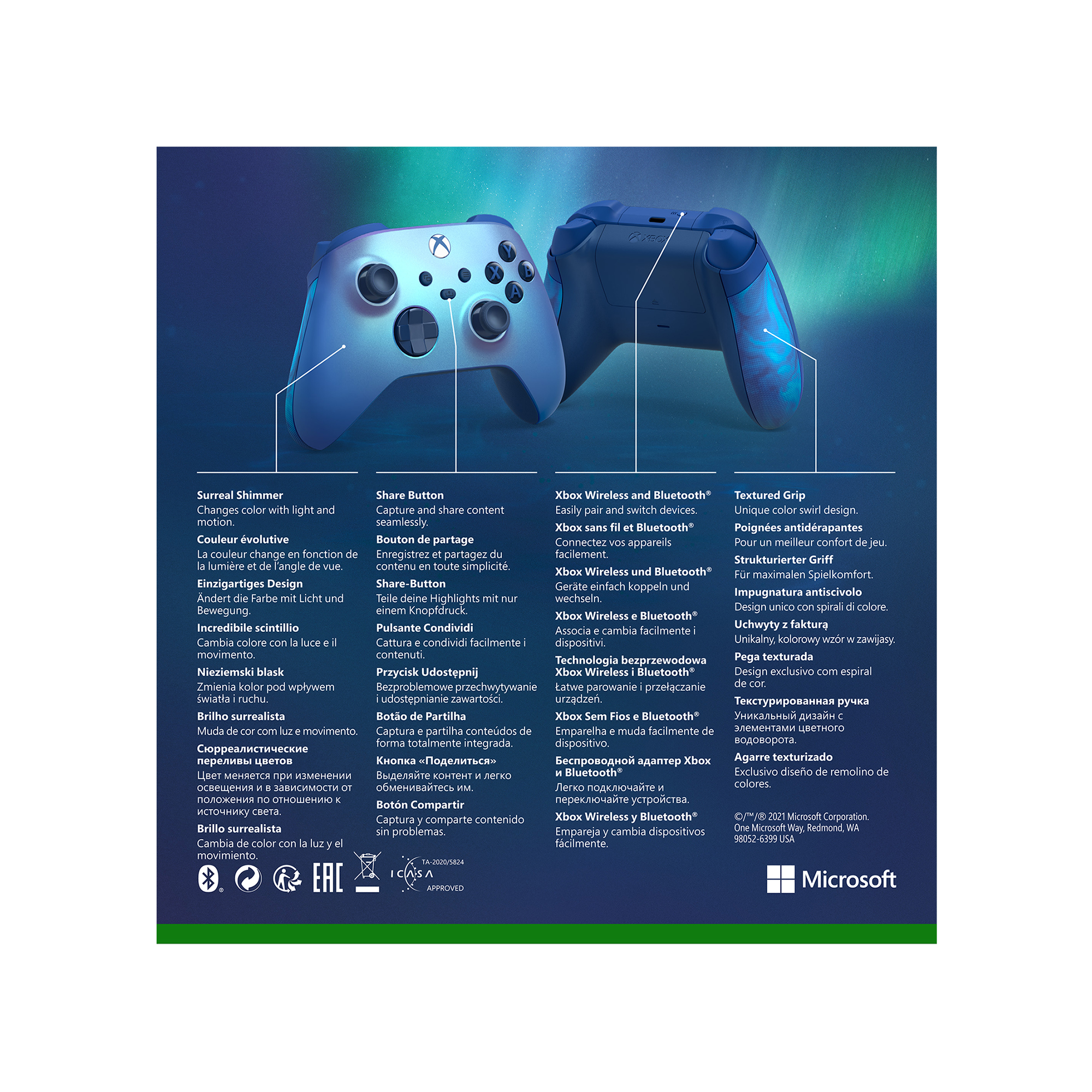 MICROSOFT Wireless Controller Aqua Shift Special Edition für Android, PC, Xbox One, Xbox Series X
