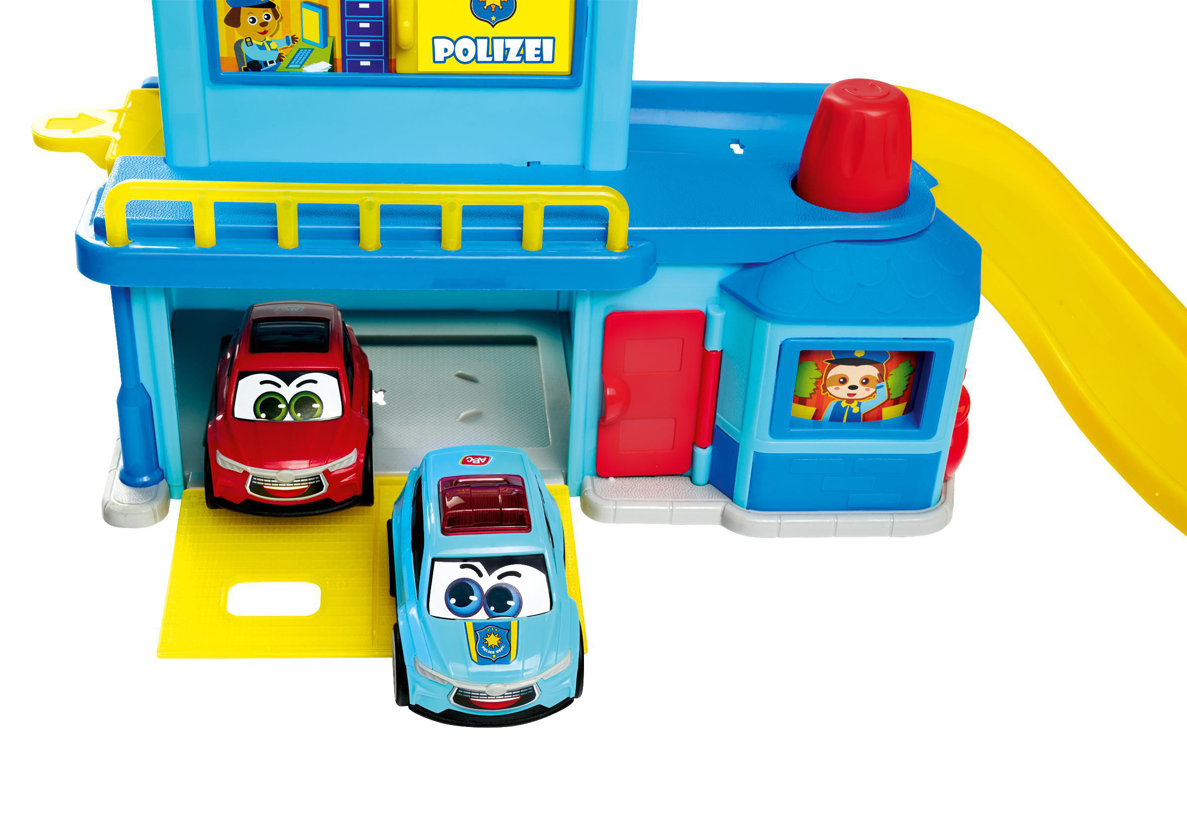 DICKIE-TOYS ABC – Polizeistation Hauptquartier – mit zwei Polizeiautos Spielset Mehrfarbig