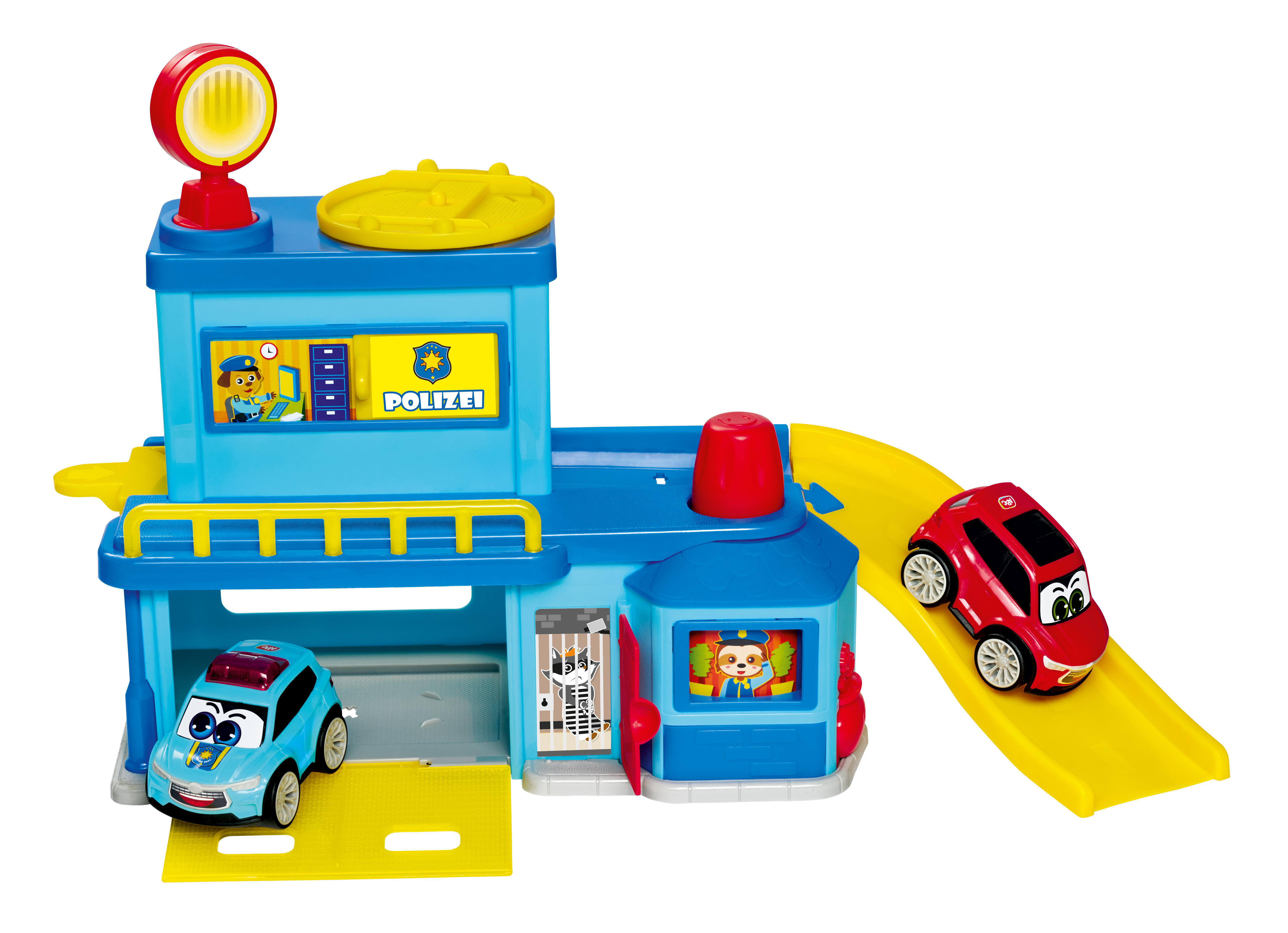 DICKIE-TOYS ABC – Polizeistation Hauptquartier – mit zwei Polizeiautos Spielset Mehrfarbig
