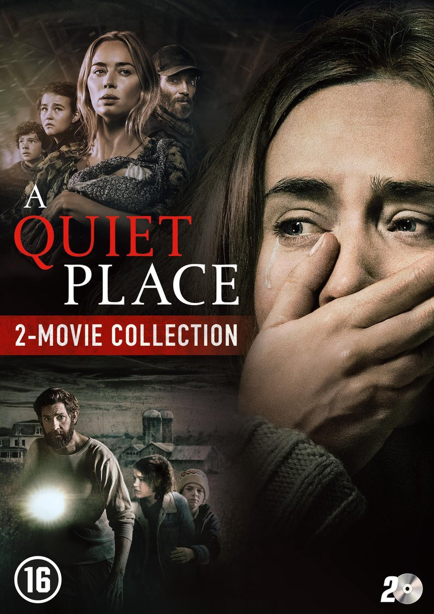 Couverture du film : Une femme se couvre la bouche. D'autres visages sont derrière elle. Le titre est A Quiet Place. Classé 16.