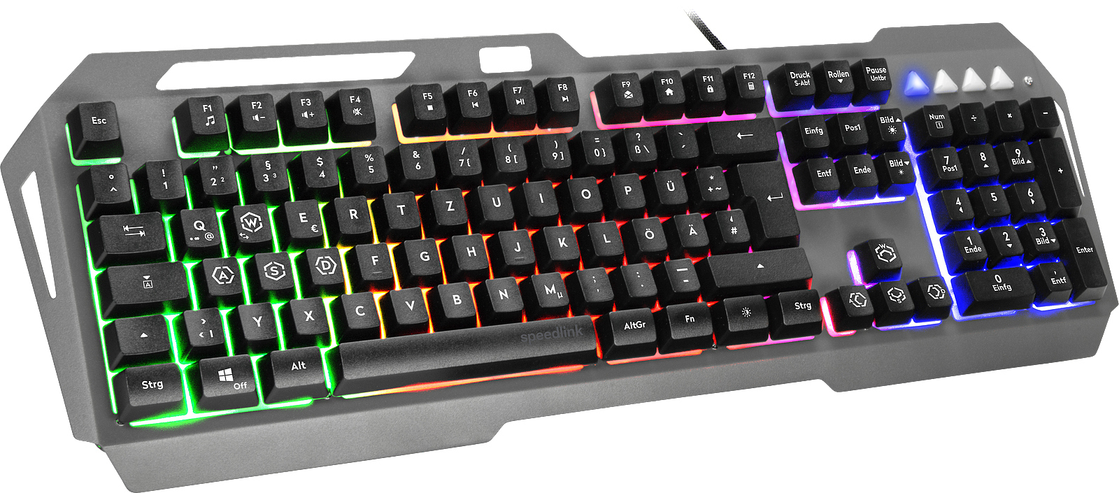 Gaming Rainbow, Metal Schwarz kabelgebunden, LUNERA Rubberdome, Tastatur, SPEEDLINK