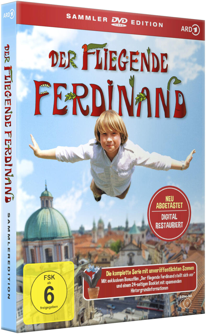 DVD-Box des Films 'Der Fliegende Ferdinand' mit einem fliegenden Jungen.