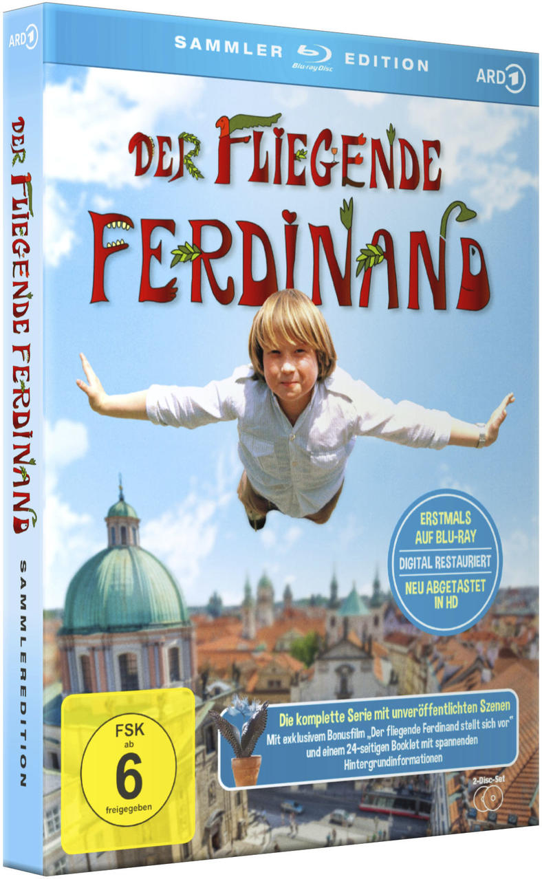 DVD-Hülle mit einem fliegenden Jungen. Text: Der Fliegende Ferdinand.