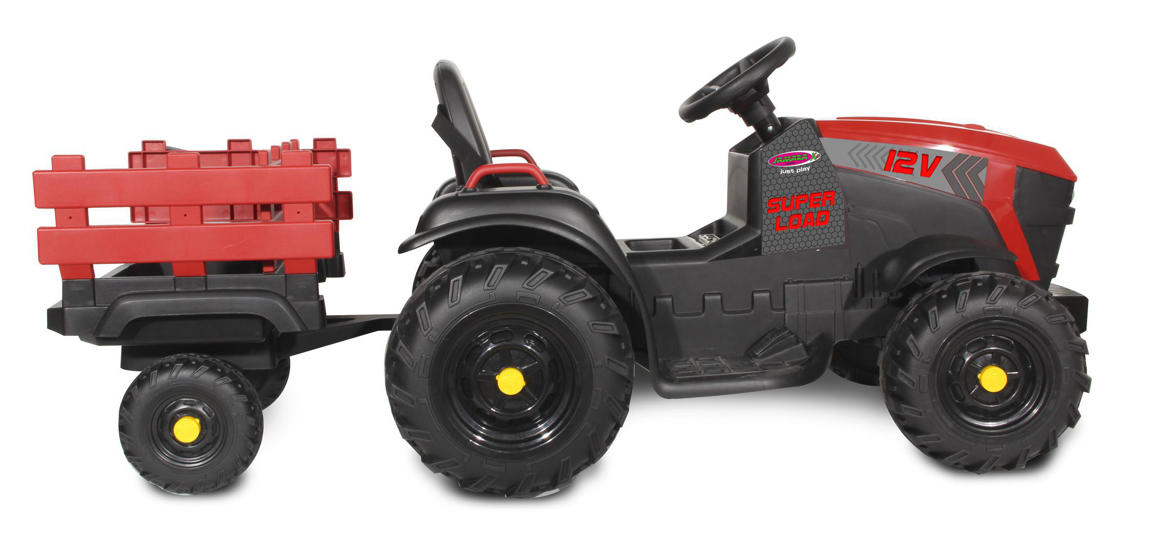 JAMARA Ride-on Traktor Super Load mit Anhänger 12V Kinderfahrzeug, Rot