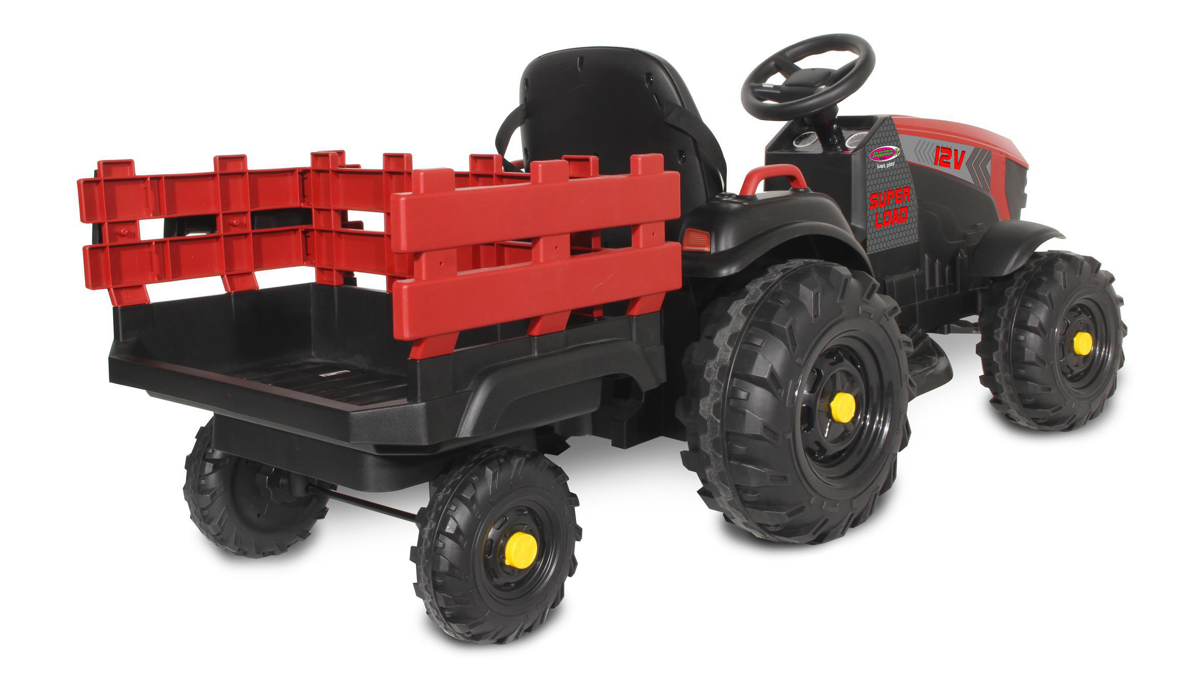 JAMARA Ride-on Traktor Super Load mit Anhänger 12V Kinderfahrzeug, Rot