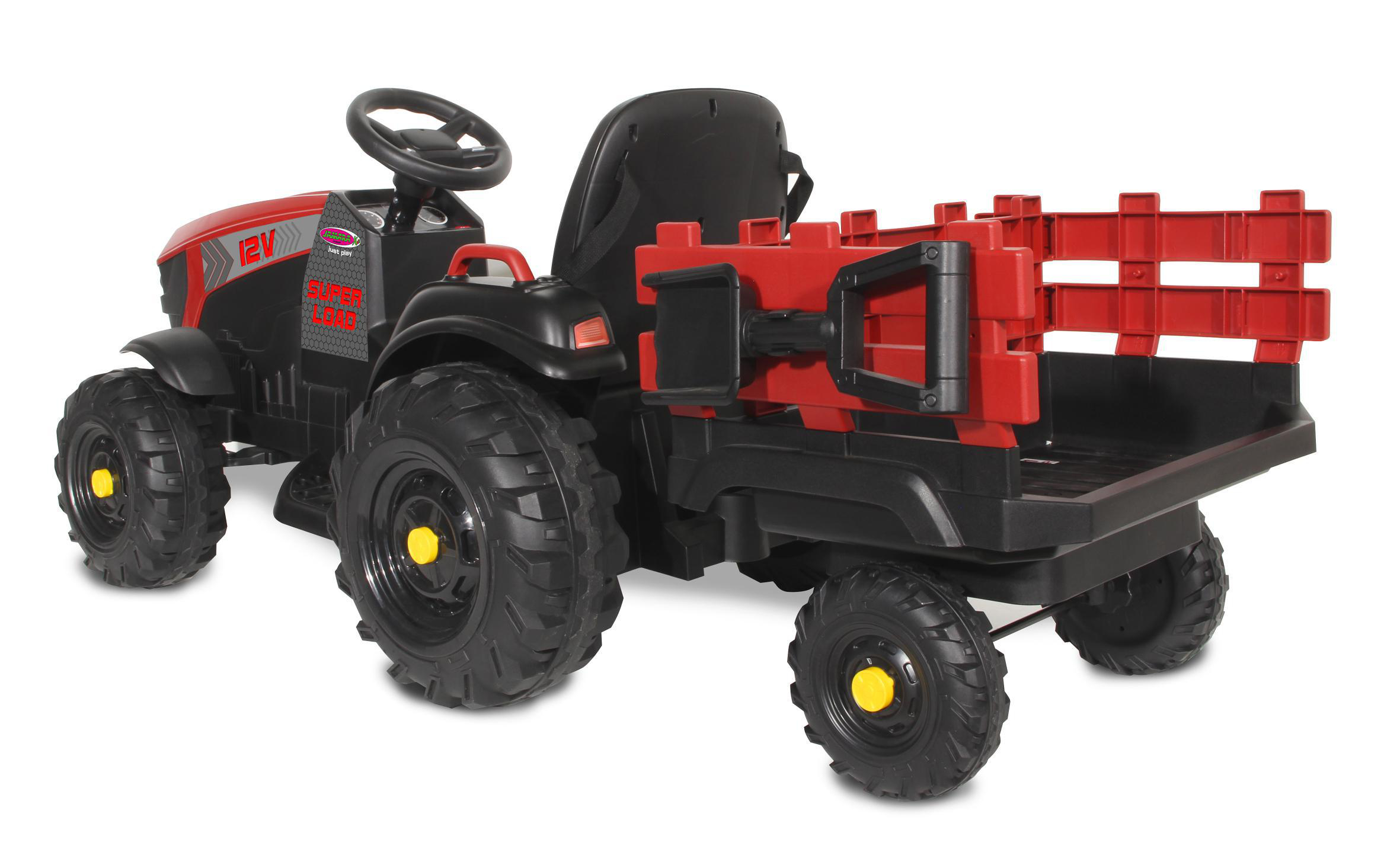 JAMARA Ride-on Traktor Super Load mit Anhänger 12V Kinderfahrzeug, Rot